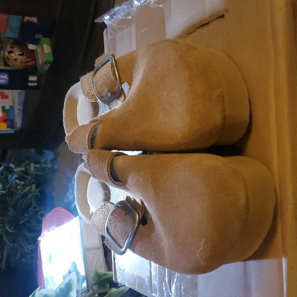 Suede brown slip on